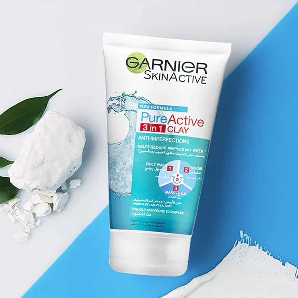 GARNIER PURE ACTIVE CLEANSER 3-IN-1 WASH, SCRUB, MASK